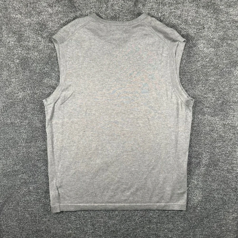 Banana Republic Sweater Vest Mens L Silk Cashmere Gray V-Neck Sleeveless Knit